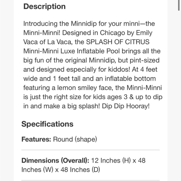 Minnidip lemon pool NIB - Picture 5 of 6